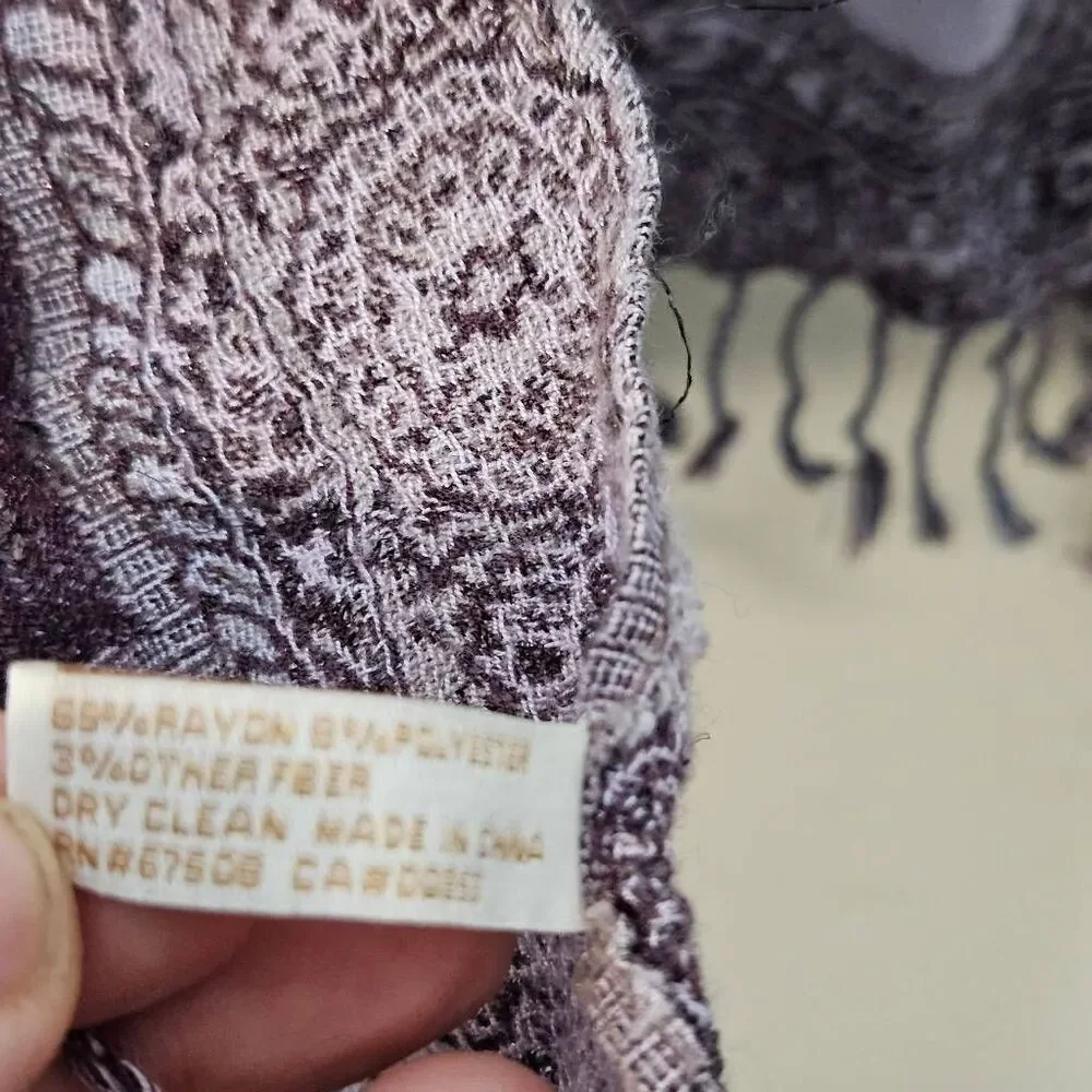 Collection 18 Paisley Print Woven Scarf Wrap W Fringe Lavender Beige Brown Rayon